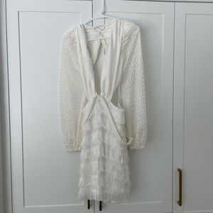 PatBo NEVER WORN cut out fringe mini dress - white